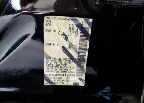 2016 Nissan Maxima 3.5S из США, поврежденный, VIN 1N4AA6APXGC419858